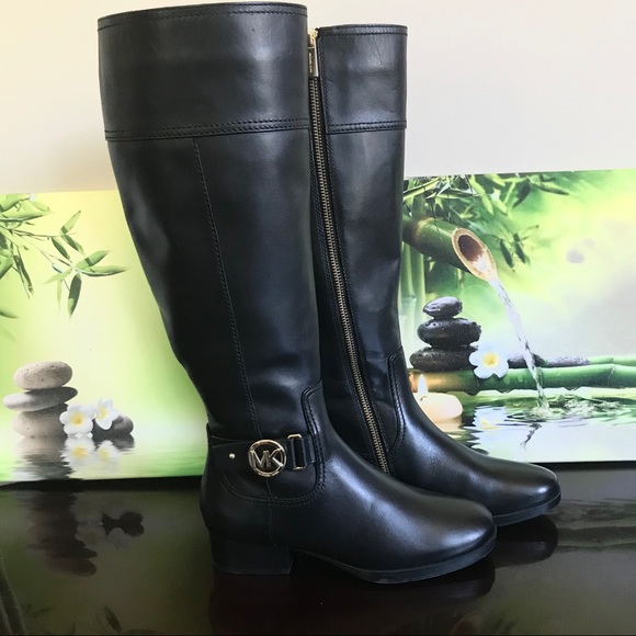 Michael kors black leather boots Clearance